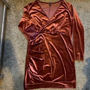 Deep Orange Velvet Midlength Dress